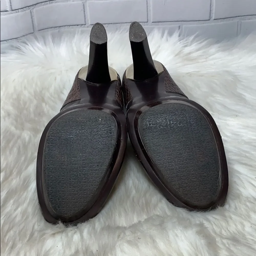 BCBGirls Brown Croc-Panel Platform Pumps